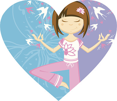 可爱的卡通瑜伽女孩图片下载