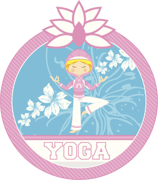 可爱瑜伽女孩插画图片下载