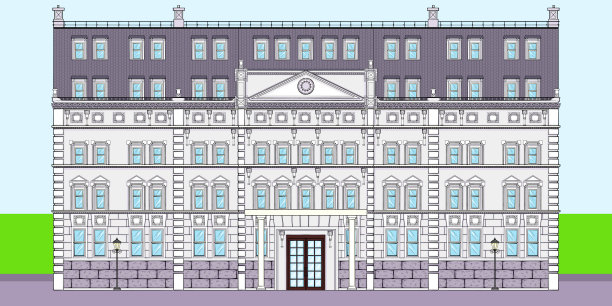 维多利亚时期宫殿的正面图片下载