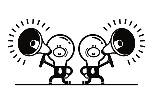 创意灯泡人物尖叫(大喊)进，通过扩音器大喊图片下载