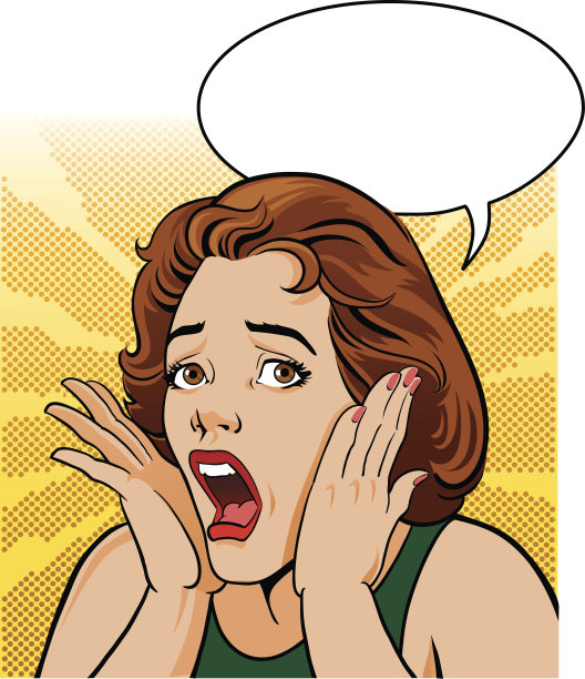 兴奋尖叫的女人和语音泡泡图片下载