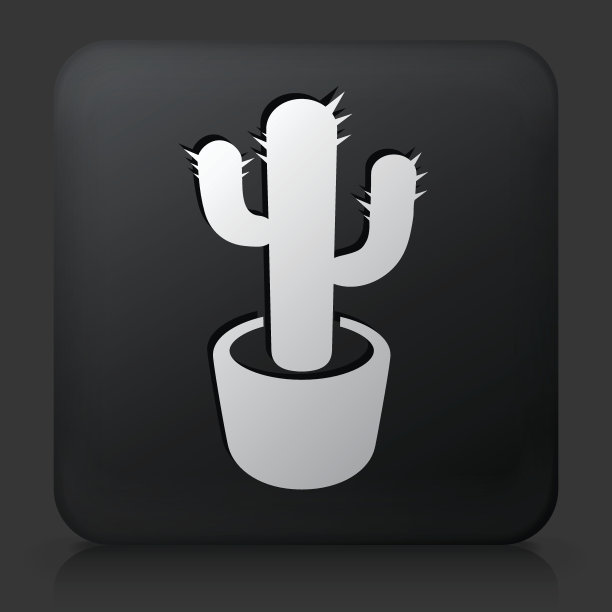 黑色方形按钮与仙人掌植物图片下载