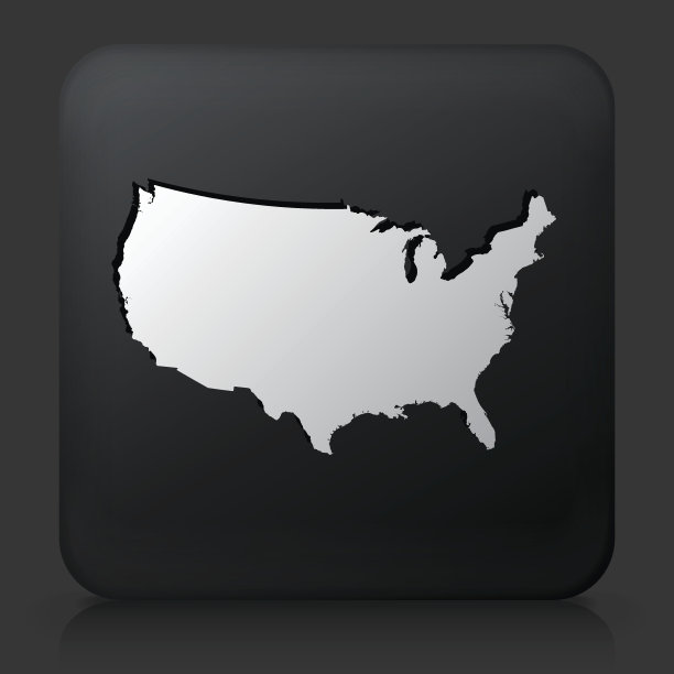 黑色方形按钮与美国地图图片下载