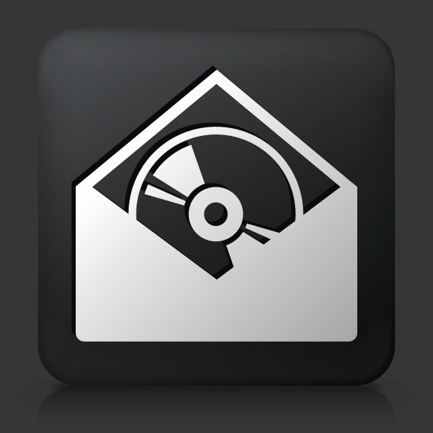 黑色方形按钮与盘子在信封图标图片下载