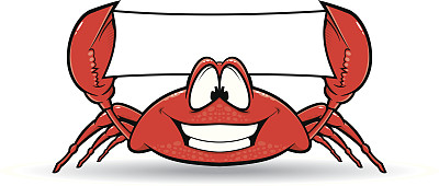 快乐的螃蟹性格与旗帜图片下载
