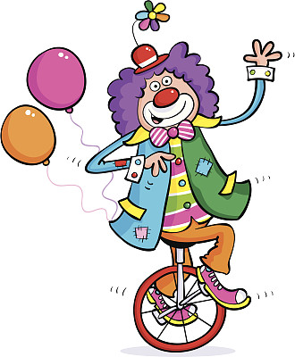 小丑在独轮车图片下载