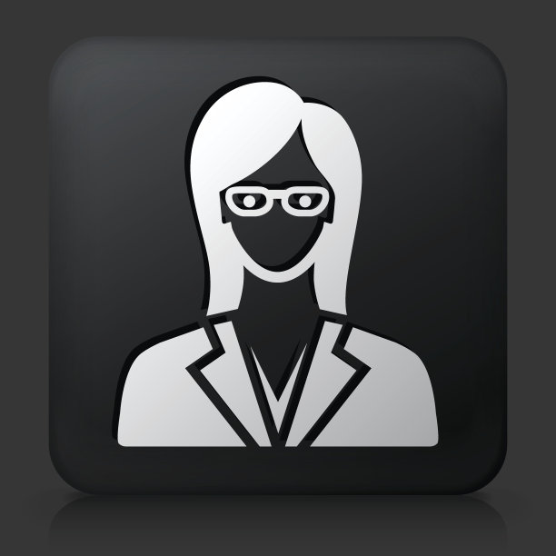 黑色方形按钮与女性的脸图标图片下载