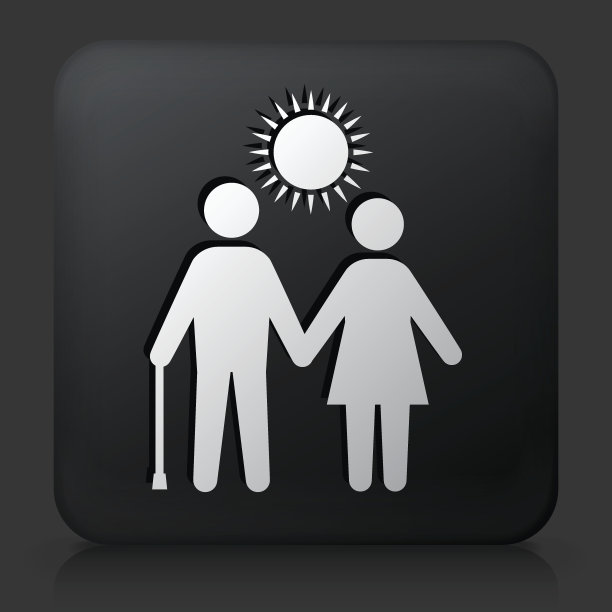 黑色方形按钮与老年夫妇图片下载