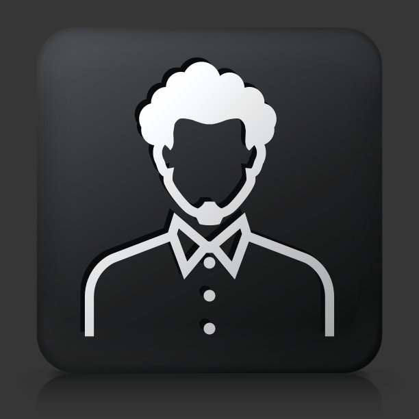 黑色方形按钮与男性脸图标图片下载