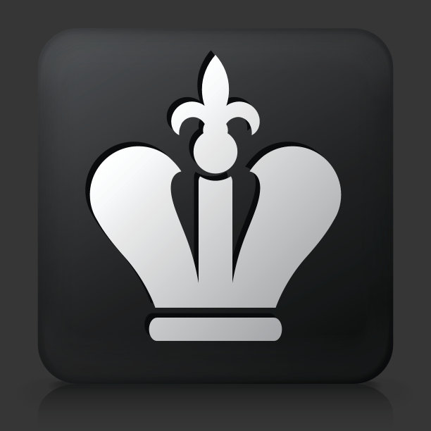 黑色方形按钮与皇冠图片下载