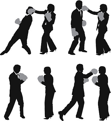 商业夫妇拳击的剪影图片下载
