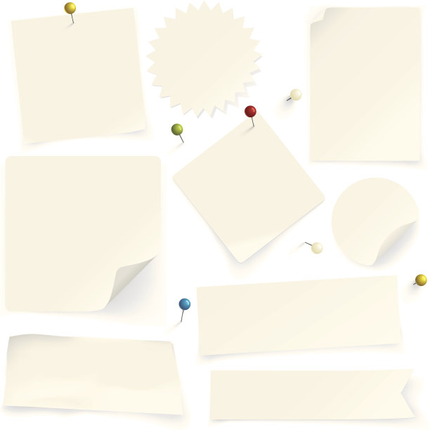 带大头针的纸张笔记图片下载