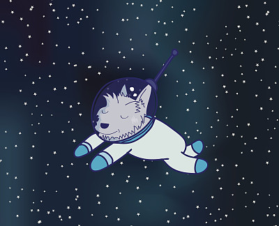 狗在外太空插图图片下载