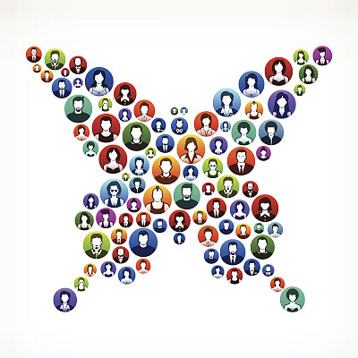 蝴蝶人面对社区和交流模式。图片下载