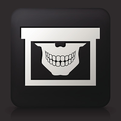 黑色方形按钮与牙齿扫描图标图片下载