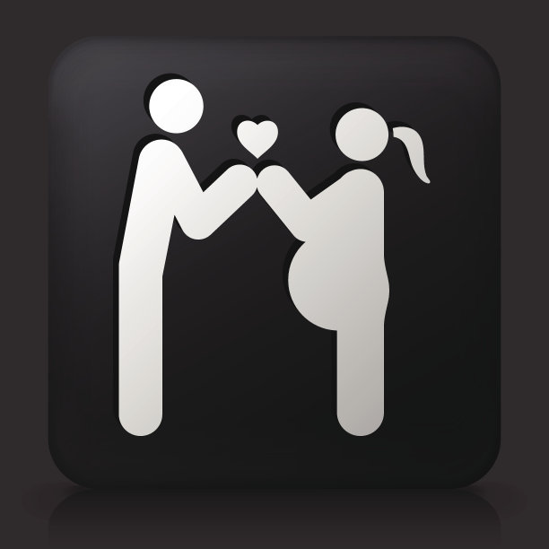 黑色方形按钮与怀孕夫妇图标图片下载