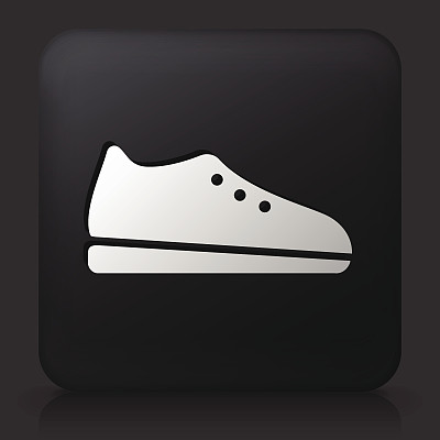 黑色方形按钮与鞋图标图片下载