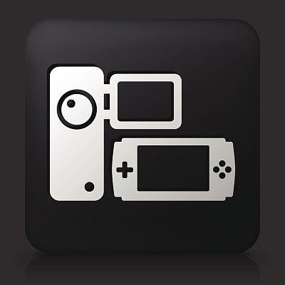 黑色方形按钮与电子图标图片下载