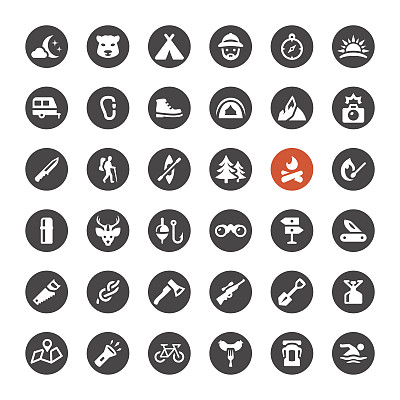 旅游和露营矢量图标图片下载