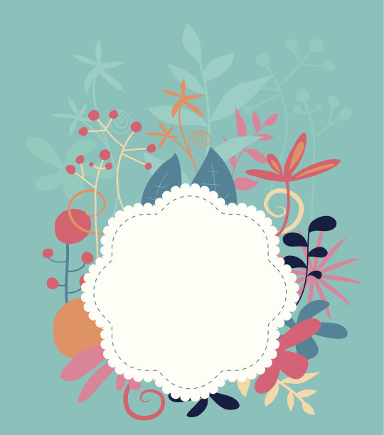 蓝色花香背景徽章图片下载