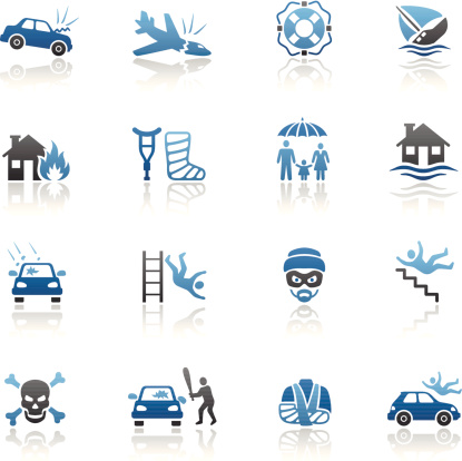 蓝色保险图标套装图片下载