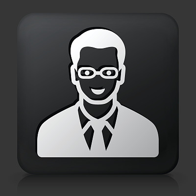 黑色方形按钮与男性脸图标图片下载