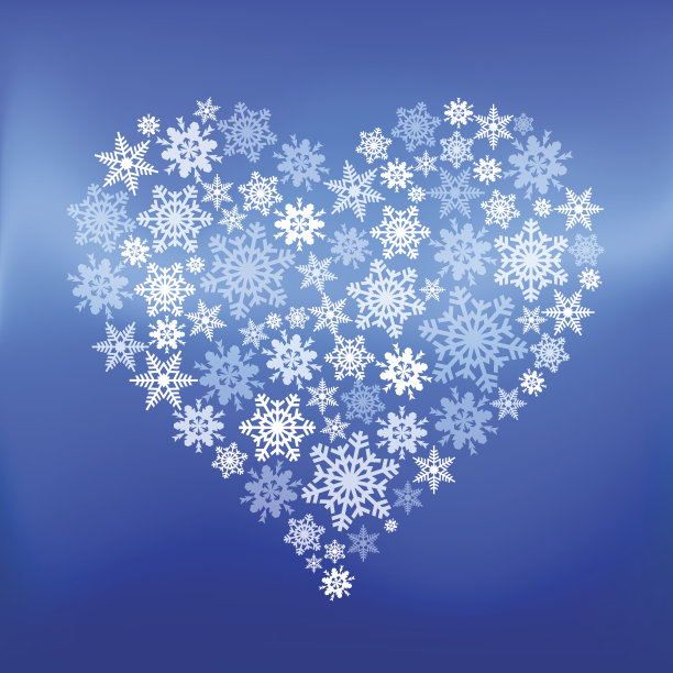 雪花做成的心图片下载