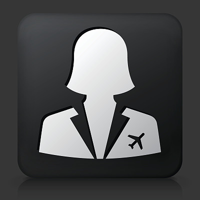 黑色方形按钮与空乘图标图片下载