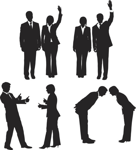 企业高管打招呼的剪影图片下载