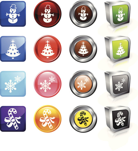 圣诞假期季节版权免费矢量按钮集。图片下载