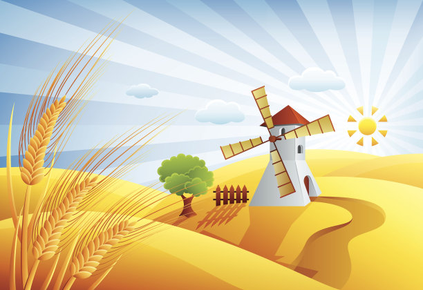 景观与风车图片下载