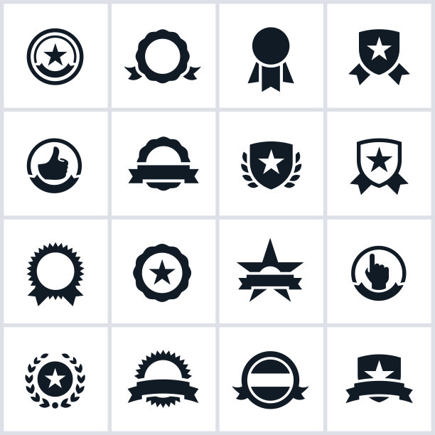 黑色印章和缎带图标图片下载