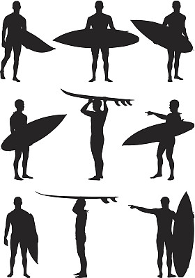 多张男人拿着冲浪板的照片图片下载