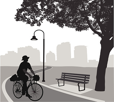 城市公园骑自行车图片下载