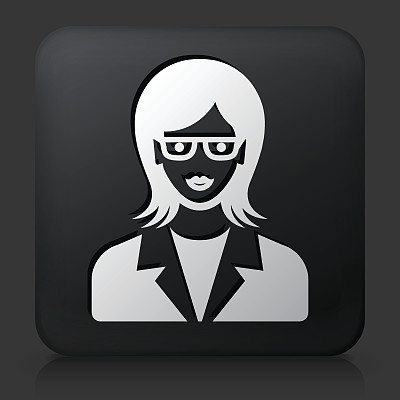 黑色方形按钮与女性的脸图标图片下载