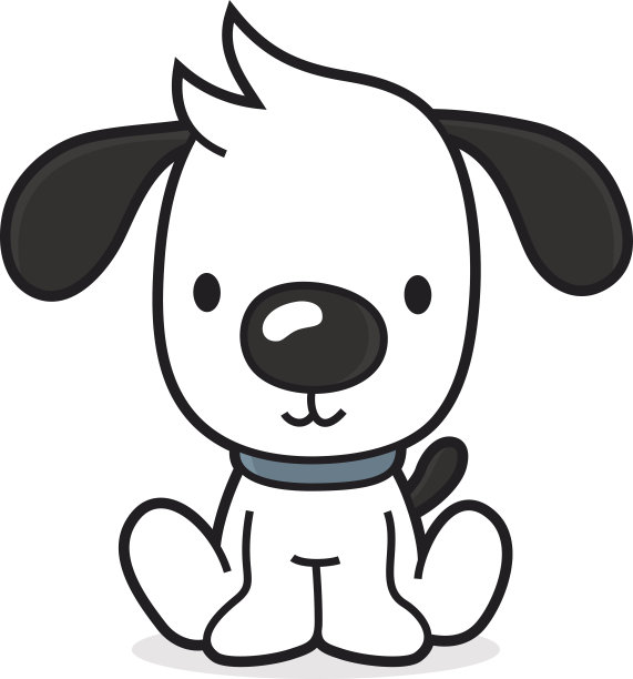 一只卡通小狗坐在地板上图片下载