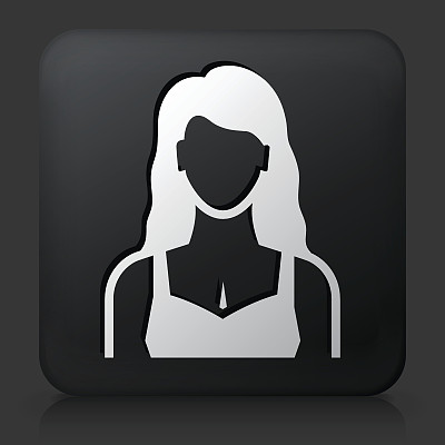 黑色方形按钮与女性的脸图标图片下载