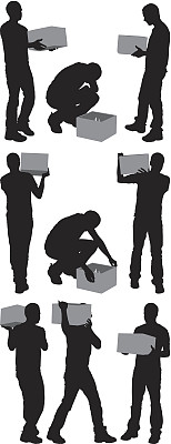 一个男人扛着箱子的剪影图片下载