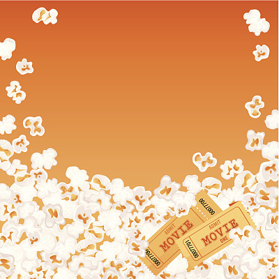 爆米花和两张电影票图片下载