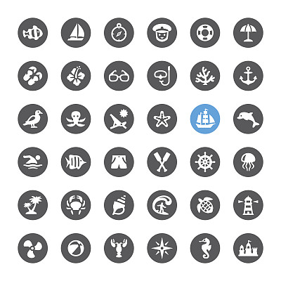 海军陆战队和海滩相关的矢量图标图片下载