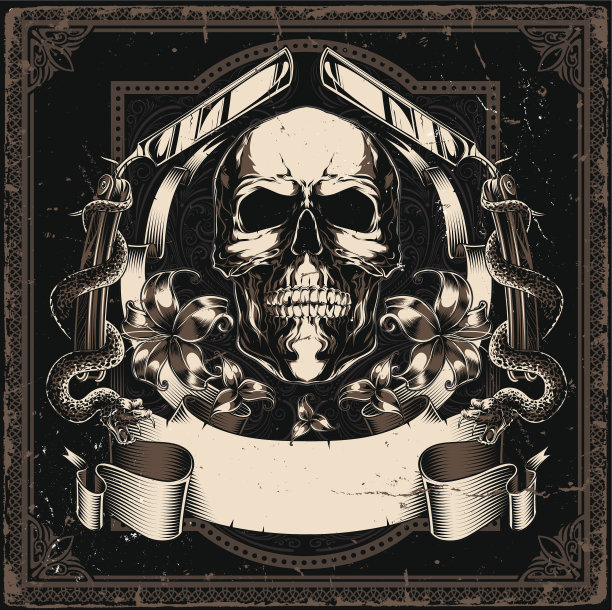 头骨和鲜花图片下载