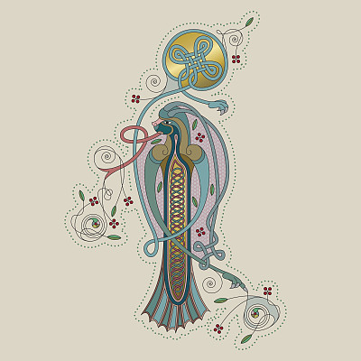 首字母I的彩色凯尔特照明图片下载