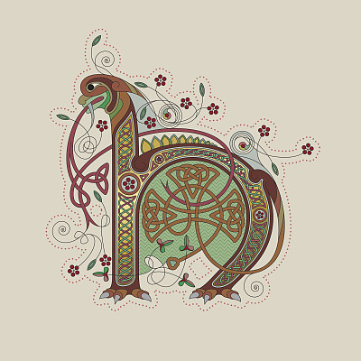 首字母H的彩色凯尔特照明图片下载