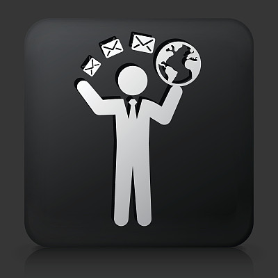 黑色方形按钮与商务和沟通图片下载