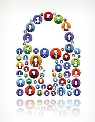 锁人面对社区和交流模式。图片下载