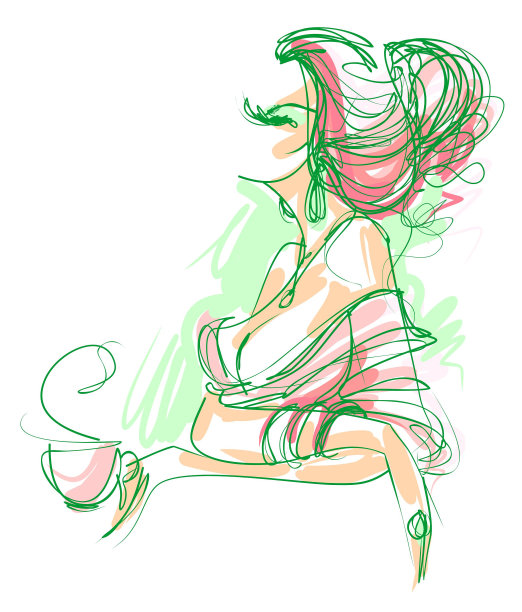 矢量背景与美丽的年轻女孩的肖像图片下载