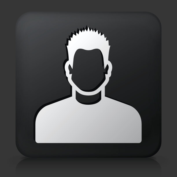 黑色方形按钮与男性脸图标图片下载