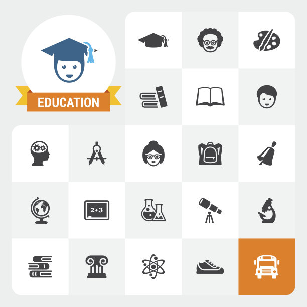 教育基础矢量图标和标签图片下载