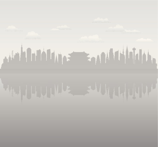 灰色首尔(完整的，可移动的，详细的建筑)图片下载