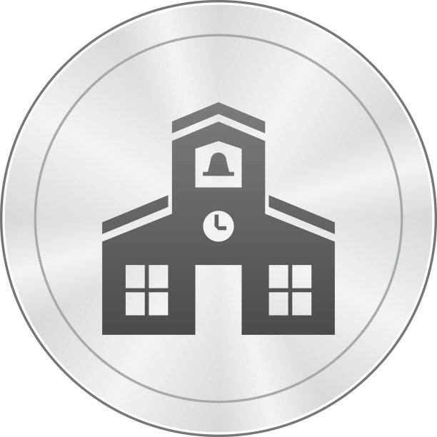 校舍图标上有一个圆形的按钮。图片下载